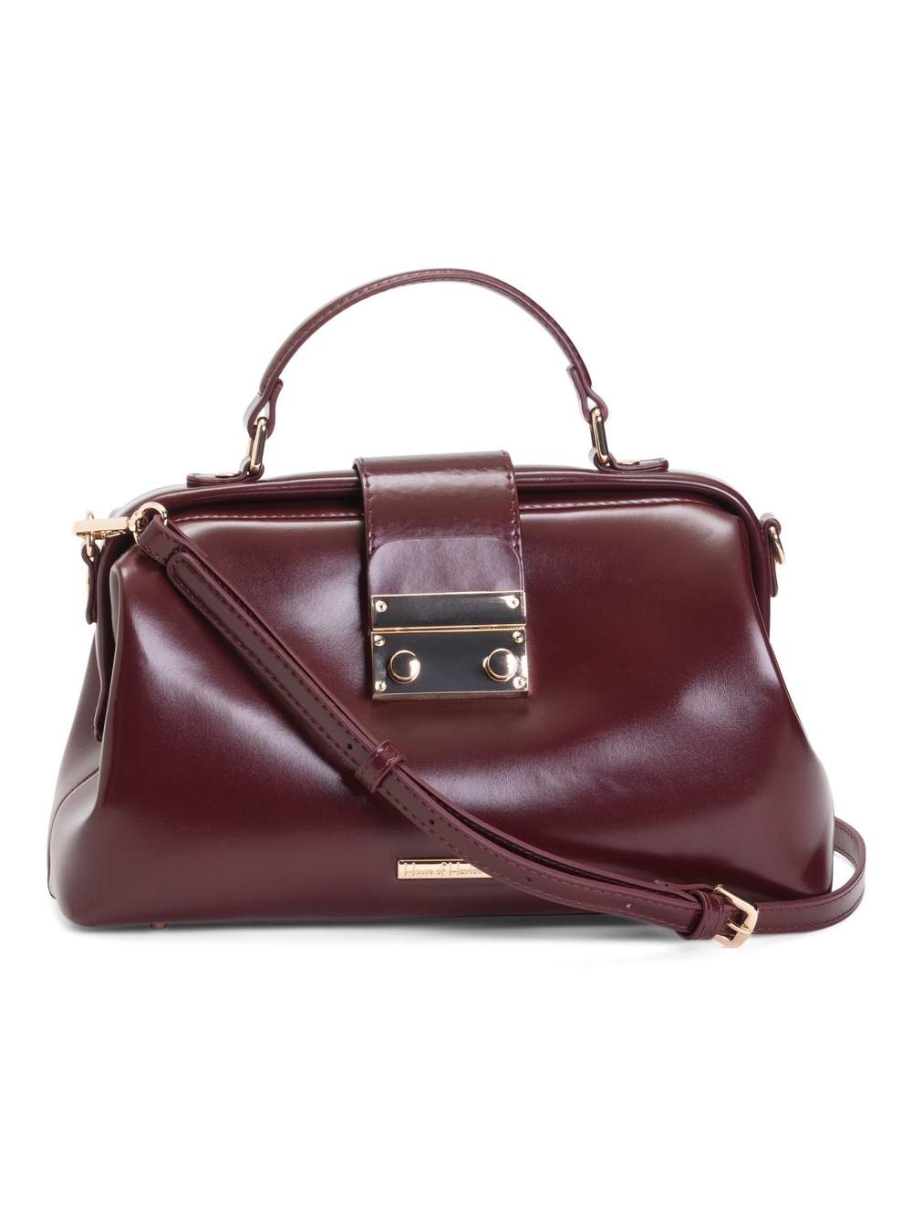 House of Harlow 1960 Burgundy Structured Top-Handle Satchel